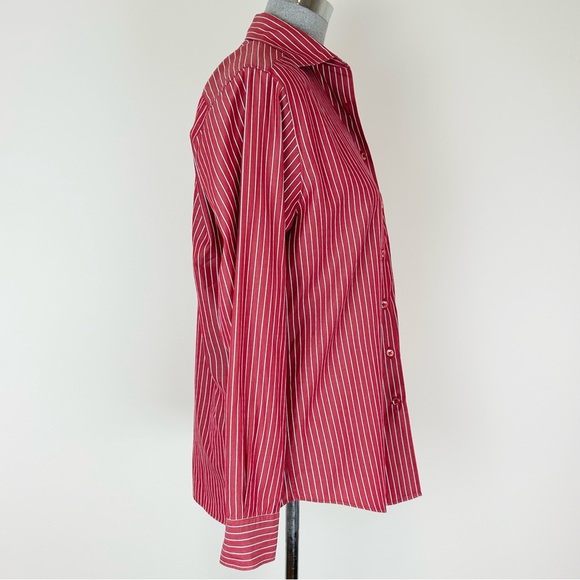 VTG Faconnable Red Striped Button Down Shirt - Picture 2 of 10